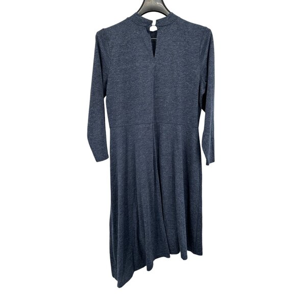 Eloquii Mock-Neck Midi Dress Blue Size 20 Blue Knit Asymmetrical Long Sleeve - Picture 5 of 7